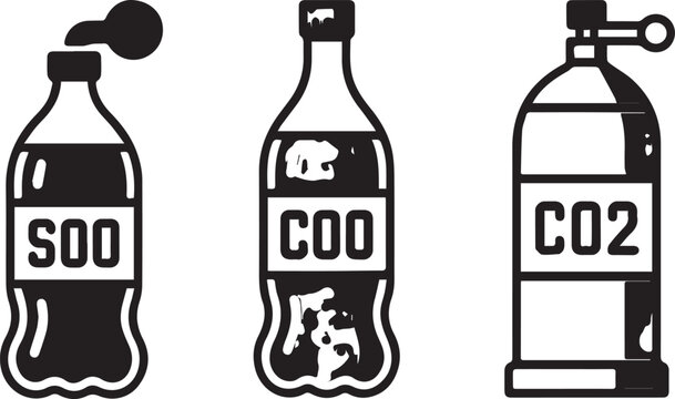 Three gas cylinders labeled so2 co and co2 isolated on white background vector illustration