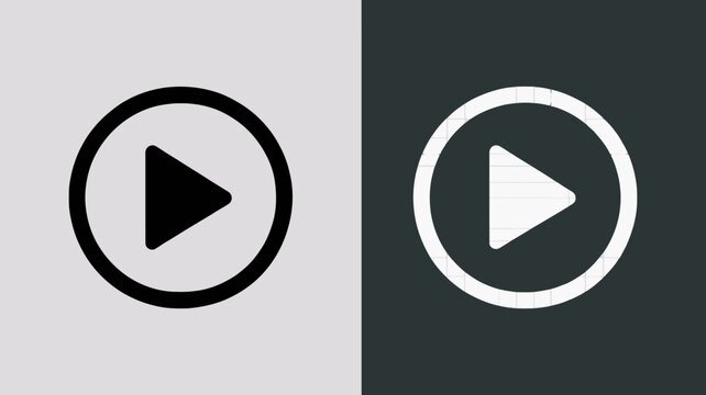 Modern play button icon with circular border on dark background