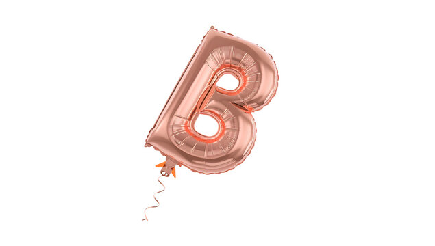 Rose gold letter b balloon with curly tail
