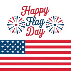 Obraz premium Happy flag day patriotic graphic with american flag and fireworks