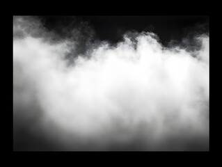 Fototapeta premium Abstract white cloud of smoke and dust particles forming organic shapes on pitch black background.