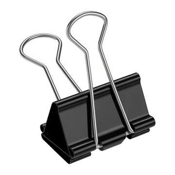 Black Metal Binder Clip Isolated on Transparent Background PNG