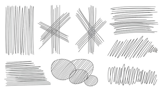 Abstract geometric line art patterns with intersecting and parallel strokes