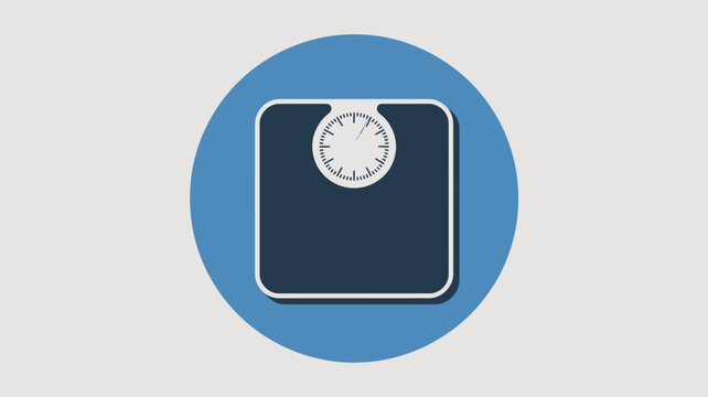 Modern digital bathroom scale icon with blue circular background