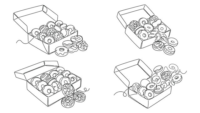 Four open boxes filled with assorted reels.