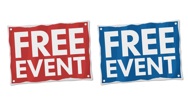 Free event retro style sign with bold text on vibrant background