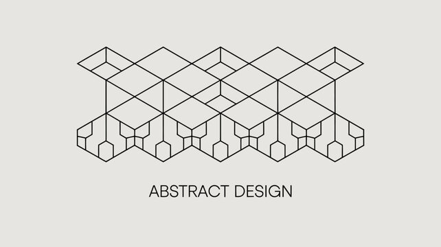 Modern abstract geometric pattern design with interconnected shapes and lines