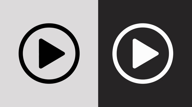 Modern play button icon on black and white background