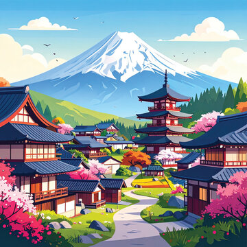 Traditional Japanese Pagoda Architecture Style.