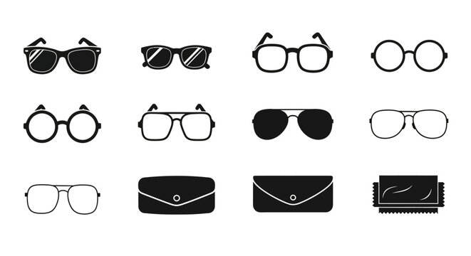 Eyeglasses and Sunglasses Icon Set
