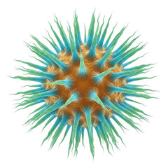 Obraz premium Microscopic View of a Spiky Virus Particle 3D Illustration
