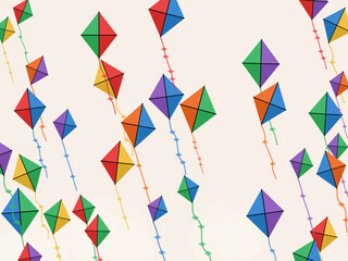 Fototapeta premium Colorful Flying Kites Summer Sky Pattern Design