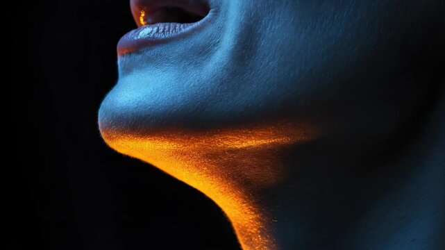 Throat pain and inflammation, concept of tonsillitis, pharyngitis, or thyroid gland discomfort, visual representation