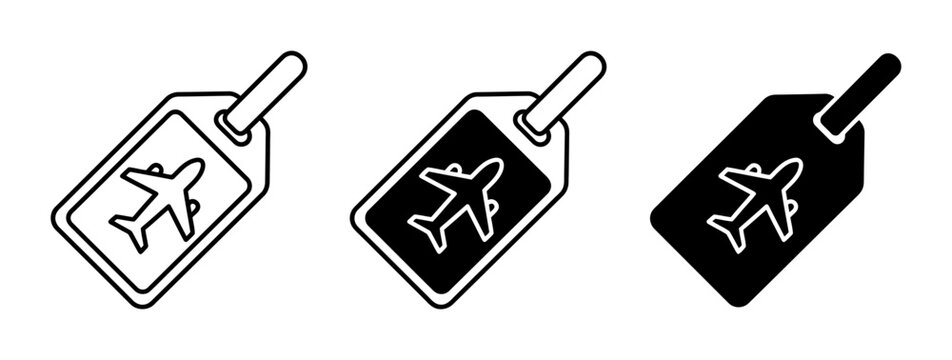 Airplane Luggage Tags, Travel Icons, Flight Labels, Transportation Symbols