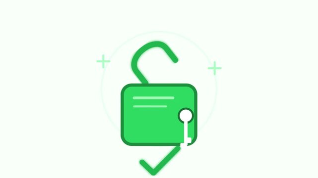 Green padlock with a checkmark symbolizes security online