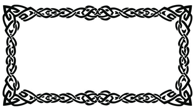 Ornate Celtic knotwork border frames a blank white space for text or design elements.