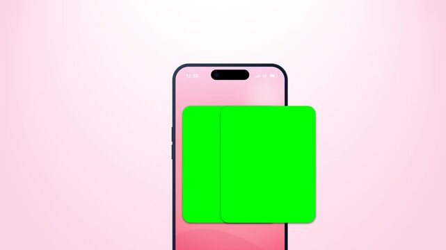 Mobile App UI Swipe Feedback Interface with Green Screen Card Animation, Interactive User Review System, Customer Satisfaction Rating Gesture, Modern Application UX Design Element