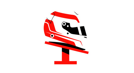 Fototapeta premium Racing Helmet Icon - Speed, Motorsport, Competition, Safety, White Background