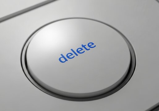 Close-up of a delete button on a device interface isolated on white background