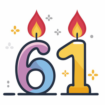 Number 61 Birthday Candles