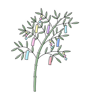 七夕の笹の葉飾りのイラスト