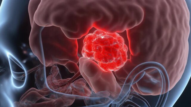 Pineal Gland Calcification Inside Semi Transparent Human Skull Illustrating Circadian Disruption