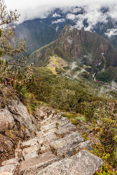 Aerial view of Machu Picchu ruins, Peru