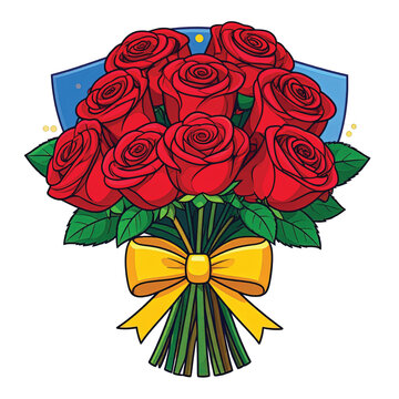 Bouquet of Red Roses Flowers.