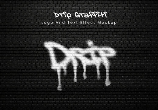 Drip Graffiti Logo And Text Effect Mockup