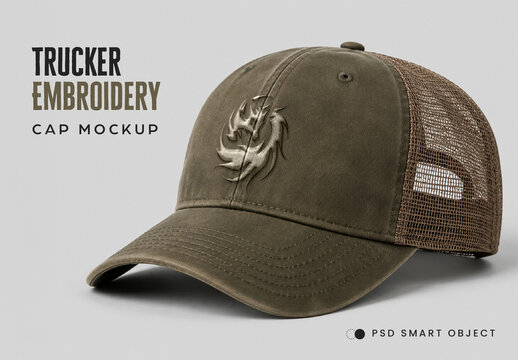 Trucker Embroidery Cap Mockup