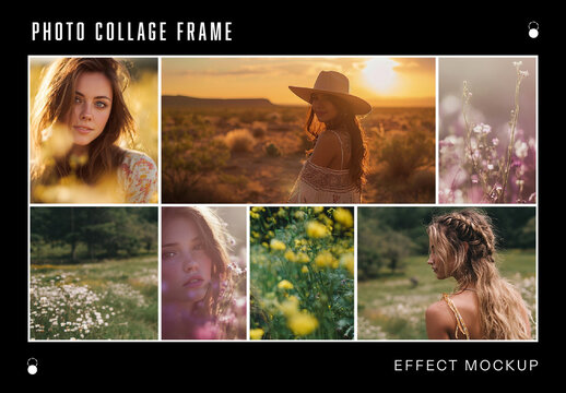 Photo Collage Frame Effect Mockup