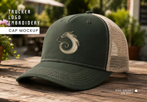 Trucker Logo Embroidery Cap Mockup