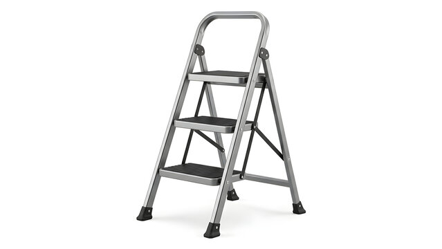 Folding step stool ladder isolated on white background for household use