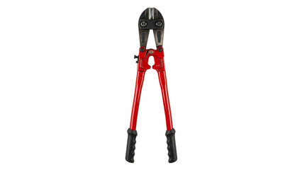 Naklejka premium Heavy duty industrial bolt cutter shears with red handles isolated on white background