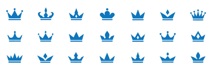 Crown icons, vector set. Crown vector, silhouette, icon. Crown symbol set. King, Princess crowns. Collection of crown silhouette. Vector illustration. Crown icon set. Royal crown symbol collection. © Hike Studio 2