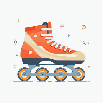Orange Inline Roller Skate Illustration