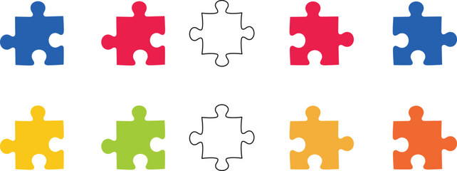 Naklejka premium Colorful puzzle pieces for problem solving and brain teasers