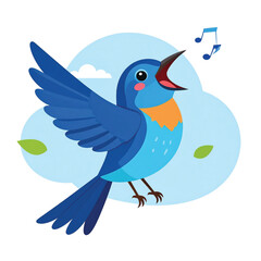 Obraz premium Blue Bird Singing Open Mouth.