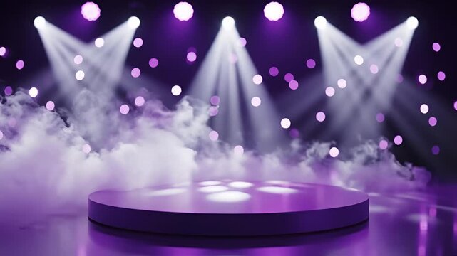 Empty Stage with Dramatic Spotlights and Smoke Effects 1.