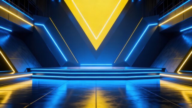 Futuristic neonlit stage design