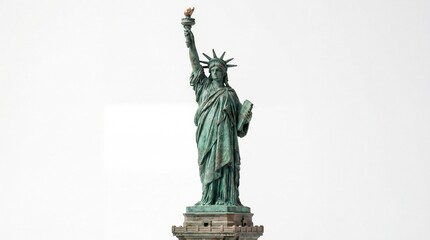 Fototapeta premium The statue of liberty standing tall with torch raised high on pedestal