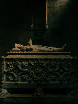 Tomb Inside Cathedral in Lisbon Portugal