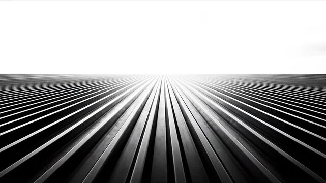 Black and white perspective lines leading to a bright horizon.