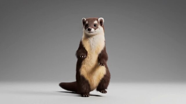 Malayan weasel performs a unique dance in CG fur rendering during a creative animation project