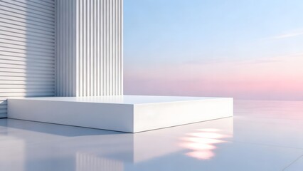 Fototapeta premium Minimalist white architectural platform