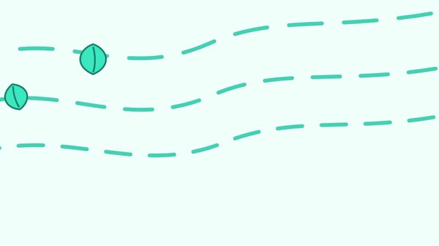 Green spheres float in the air with dashed lines around them indoors