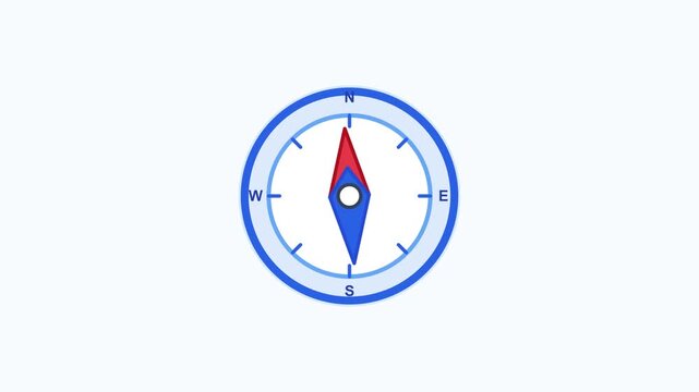 Directional compass needle points forward on map surface