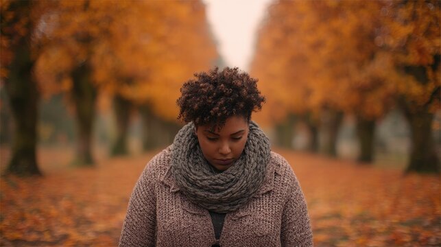 Solitary autumn path scene highlighting self-esteem and inner resilience