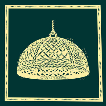 handcrafted indigenous artisan woven lamp, sustainable natural fibers cipo vine chandelier, rustic wicker pendant light fixture, authentic brazilian craft design asset