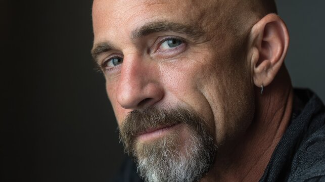 Portrait of a man with a goatee expressing thoughtful confidence in a studio headshot